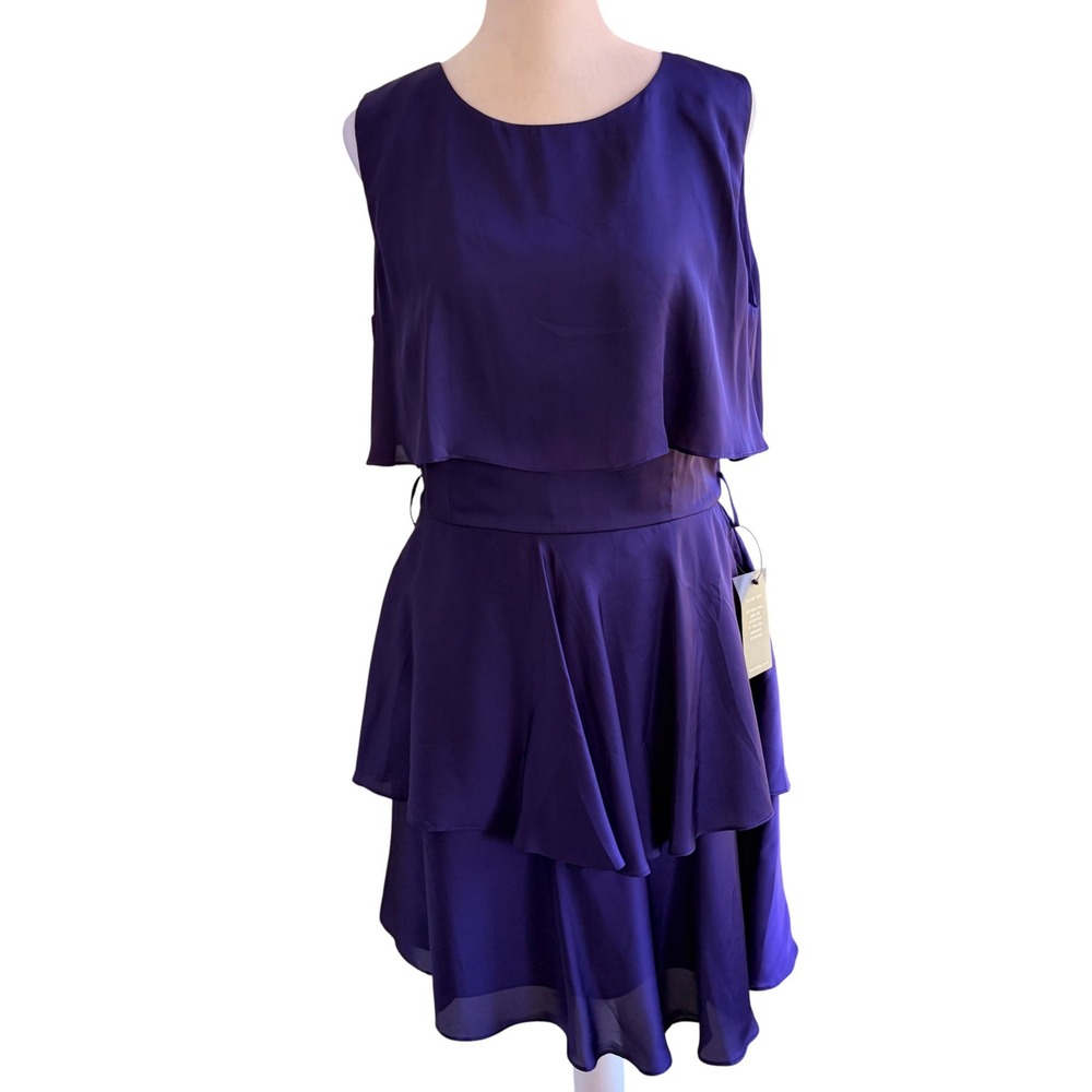 Reiss‎ NWT Tiana Tiered Dress Ultra Violet Purple 10 Sleeveless Layered Cocktail